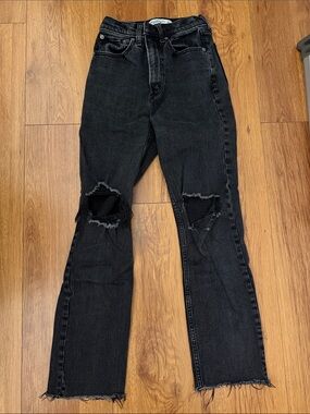 Abercrombie & Fitch dark gray ultra high rise ankle straight jeans